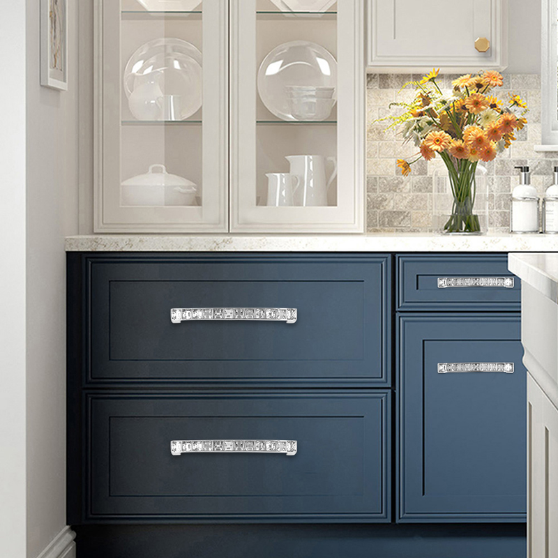 New Crystal Glass Knobs Cabinet Handles Silver Crystal Cupboard Pulls Drawer Knobs Kitchen Furniture Handle Hardware_voghion.com