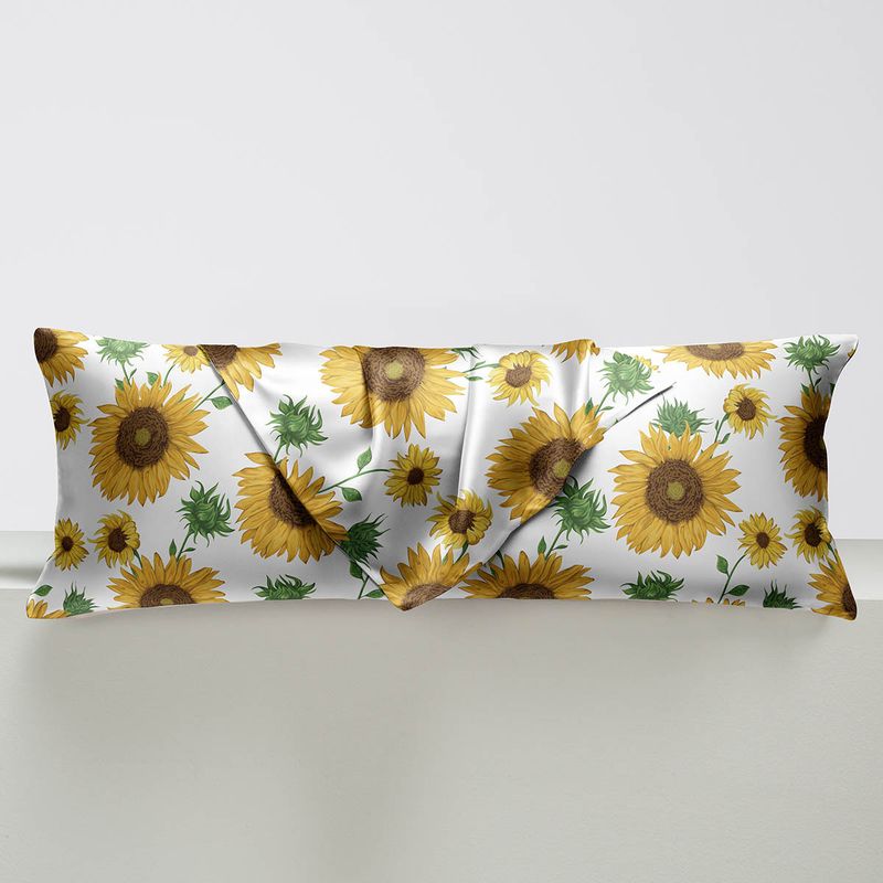 Premium 1.37m Silk-Satin Long Pillow - Dual Support For Couples & Families (Breathable Printed Design Hypoallergenic Luxury Bedding Accessory)_voghion.com