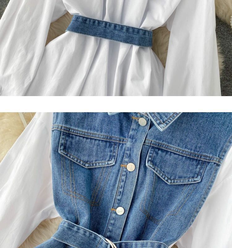 Damenbekleidung Polokragen Denim Zweiteiliges Langarmhemd Mit Nischen-Mittellanger Taille Und Schickem Oberteil_voghion.com