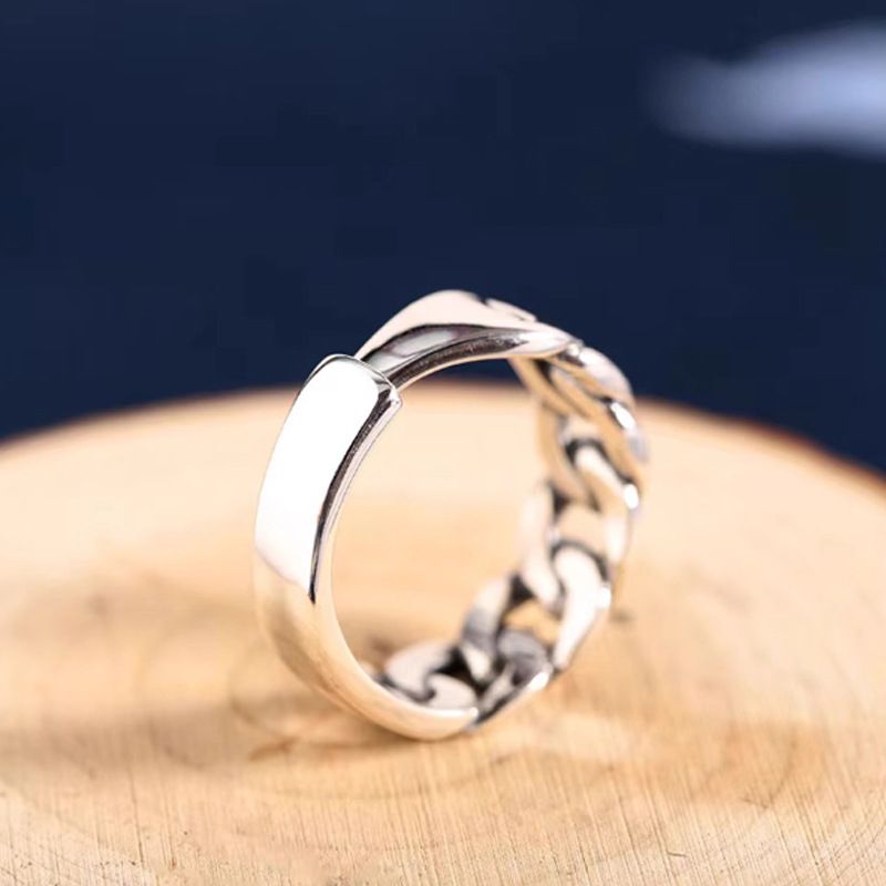 Woven Cuban Chain For Men Single Personality Cool Hip-Hop Punk Style Open Ring_voghion.com