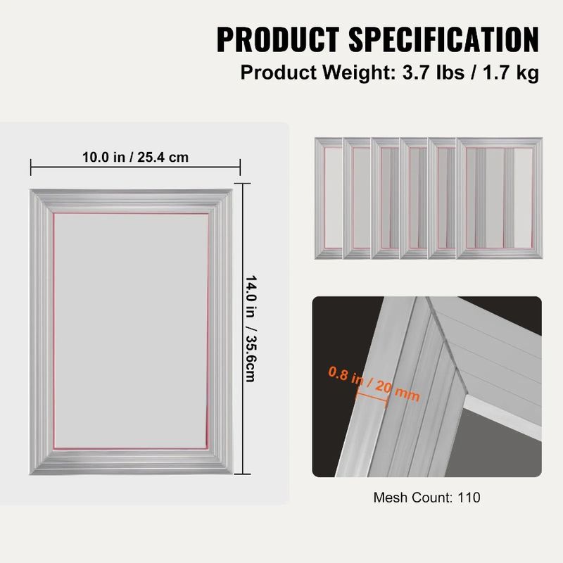 110 10x14inch Pieces 6 Printing Hig Kit Printing Aluminum Frames Screen With Screen Frame Silk Screen Mesh Printing Count Silk_voghion.com