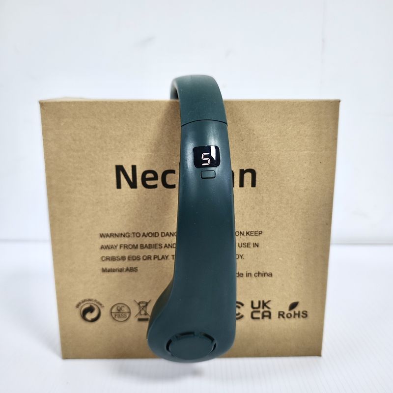 Ventilatore da collo intelligente - Design senza pale turbo a 5 velocità con display digitale e 30 ore di autonomia (ricarica rapida tramite USB-C, refrigeratore da esterno ultra-portatile)_voghion.com