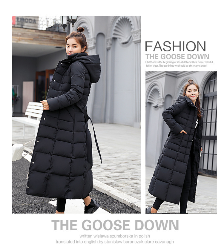 2025 Winter Damen Parkas Jacke Warm Mode Bequem Bogen Gürtel Fuchs Pelz Kragen Kleidung Langes Kleid Büro Casual Damen Dicker Mantel_voghion.com