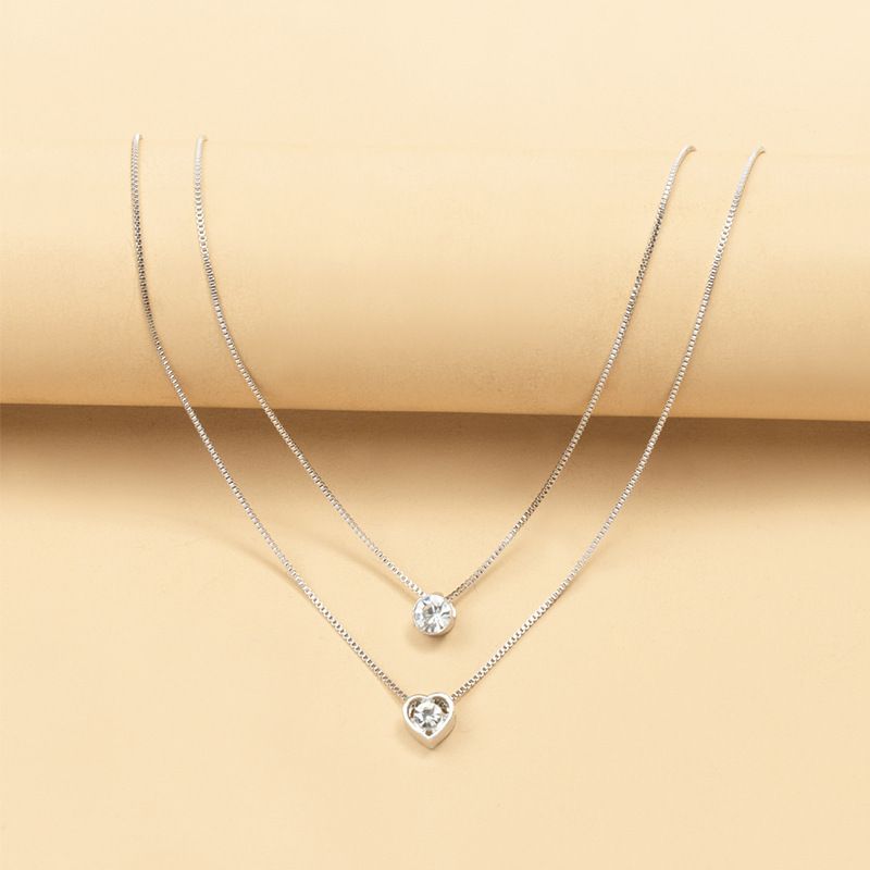 Collar de alta gama con forma de corazón y gota de agua, doble círculo, cadena de clavícula, accesorio único de moda, ligero y de lujo para mujer._voghion.com