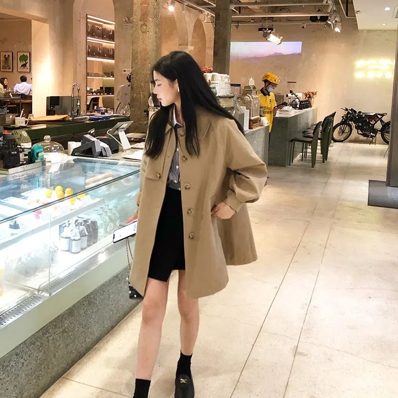 Korean Version Fashionable Temperament Women's Top, Spring And Autumn Medium Long Style College Windbreaker Jacket,_voghion.com