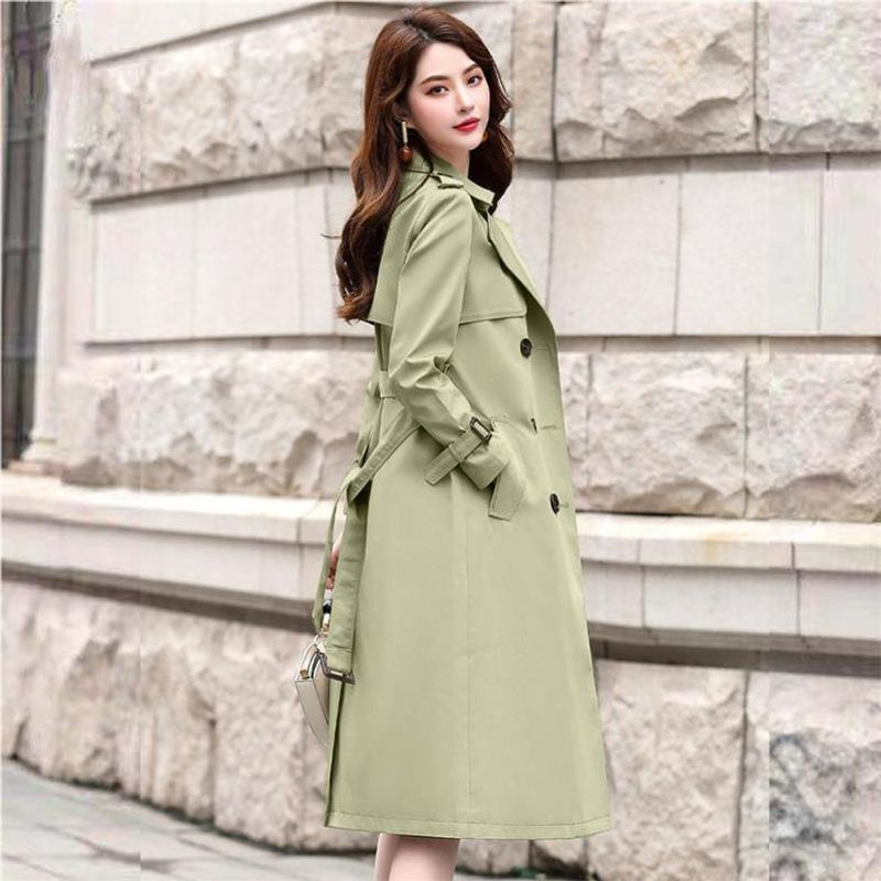Women's trench silky drape long over the knee coat_voghion.com
