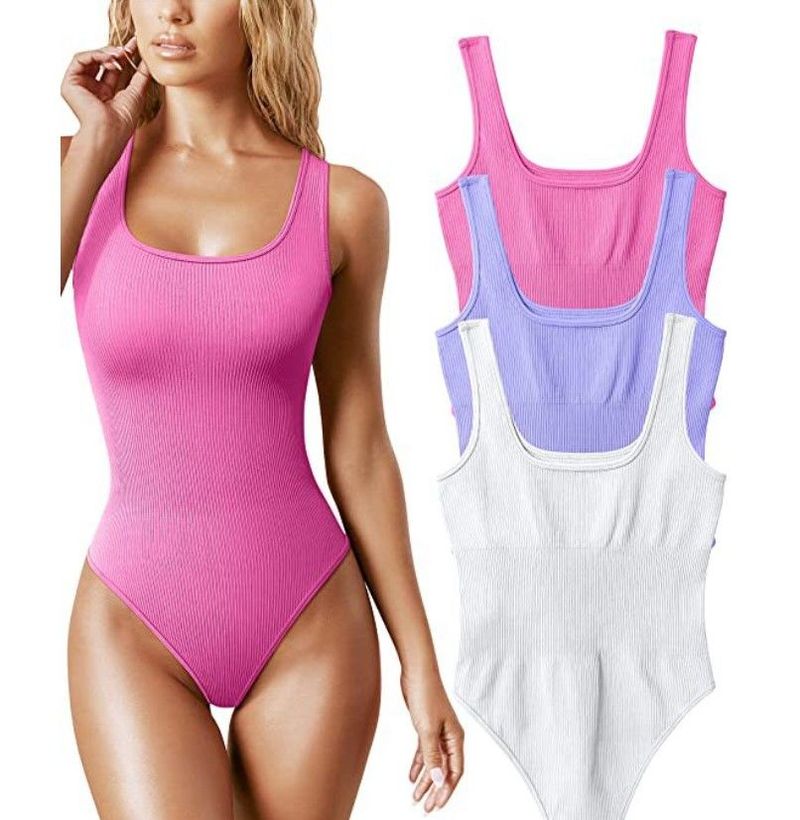 Stile Estate 2025 Tuta attillata tinta unita con scollo a U e senza maniche da donna_voghion.com