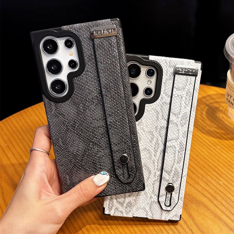 Custodia in pelle con trama in pelle di serpente per Samsung S25 Ultra S24 Plus, custodia in silicone morbido con ricarica wireless magnetica_voghion.com
