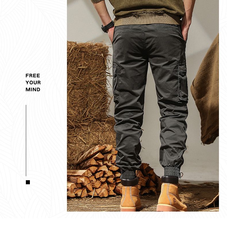 Spring And Autumn Washed Casual For Men, Jogger Zipper Cargo Multi-Pocket Sports Long Pants, Cotton Stretch Pants_voghion.com