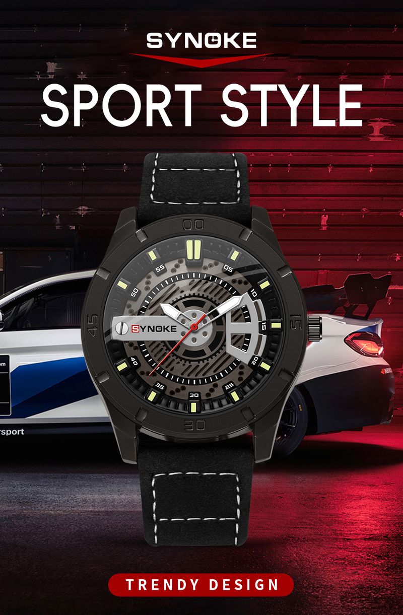 Men's Retro Fashion Quartz Watch With Leather Strap, Large Dial, Water Resistant, Casual & Sporty Style Retro Design Large Screen Trend_voghion.com