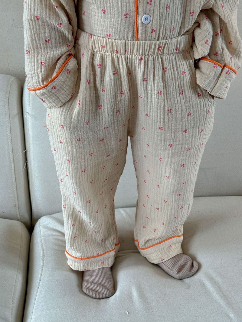 Pijamas para niños, conjunto de manga larga de gasa de algodón para primavera y otoño para niñas y niños, ropa para el hogar_voghion.com