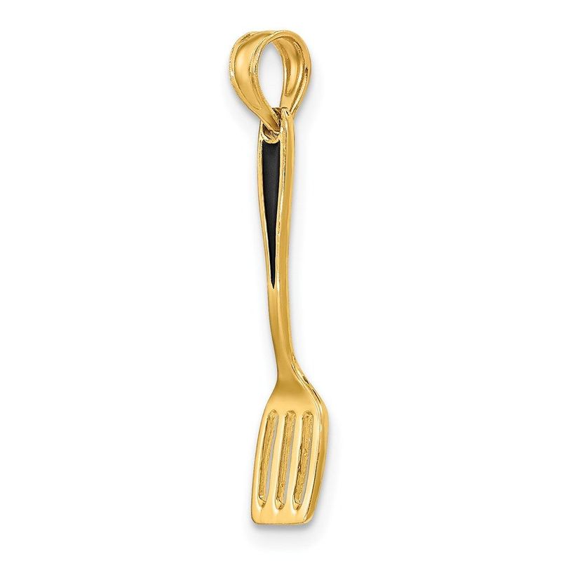 14K W/ Black Enamel 3-D Spatula Charm_voghion.com