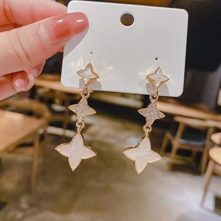 Ciondolo retrò moda designer per le donne con imitazione fritillaria Orecchini micro cera zircone quadrifoglio_voghion.com