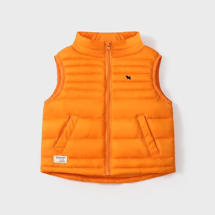 Steppweste für Kinder – Leichte Winter-Pufferweste für Jungen und Mädchen (Schwarz/Rot/Beige/Orange/Marineblau), 110–150 cm, Polyesterfüllung, Stehkragen mit Reißverschluss_voghion.com