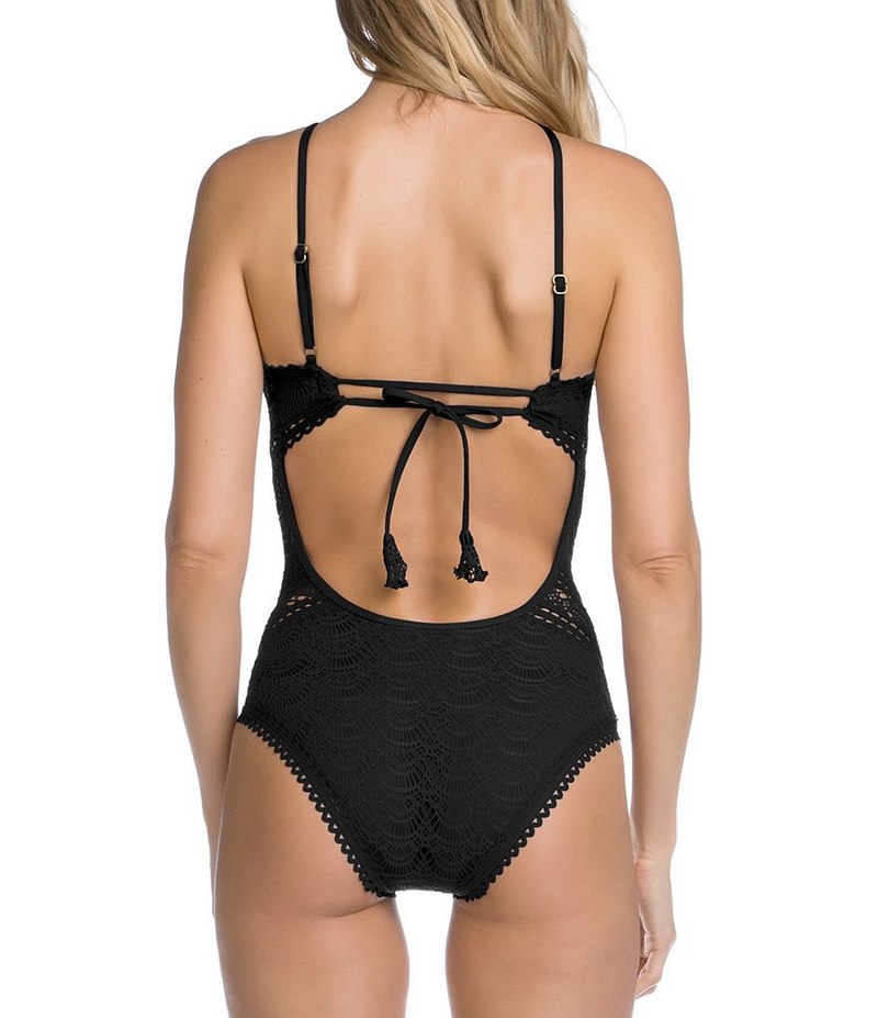 Maillot de bain une pièce en dentelle et maille, sexy, slim, dos nu, à la mode, pour femmes_voghion.com