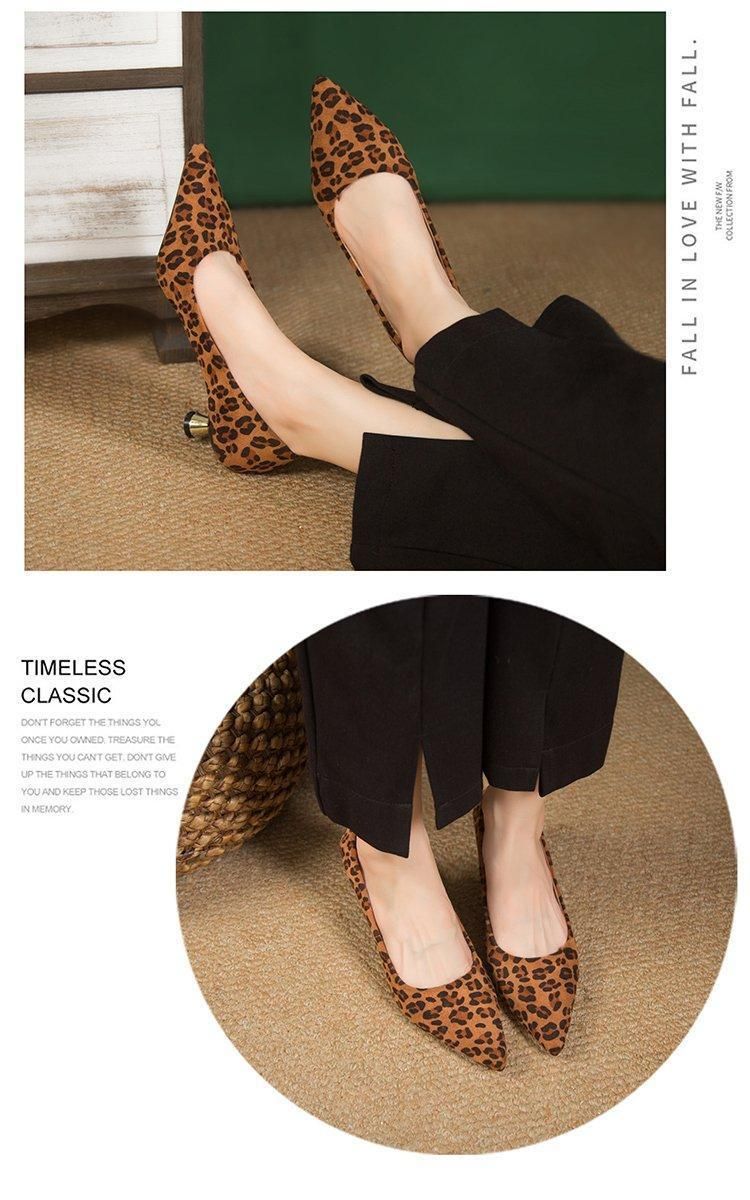 Scarpe da donna con punta a punta e stampa leopardata, tacco piccolo, novità autunno 2025, tacco medio in pelle scamosciata, bocca bassa_voghion.com