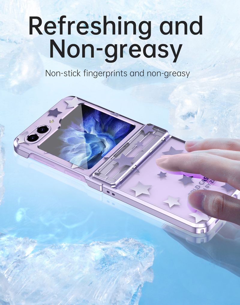 Electroplating Star Pattern Phone Case for Samsung Galaxy Z Flip 6 5 4 3 Flip6 Flip5 Flip4 Flip3 Protective Cover_voghion.com