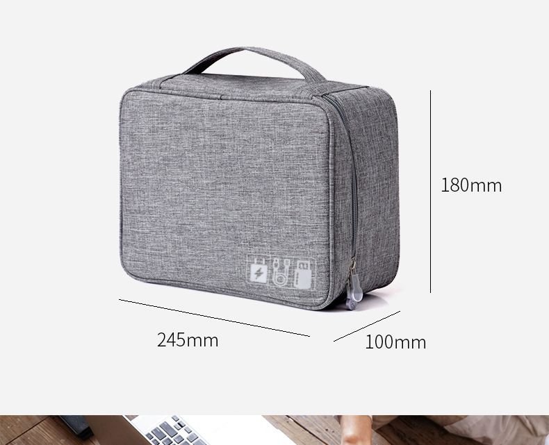 Organizador de tecnologia de viagem à prova d'água – Bolsa compacta com vários bolsos para cabos, carregadores e acessórios (tecido Oxford, 24,5 x 18,5 cm, 6 cores)_voghion.com