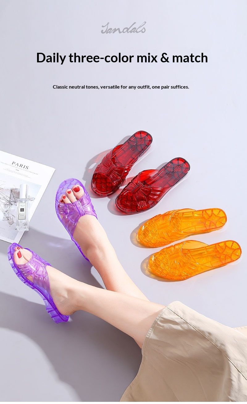 Voyage Mom's Old-Style Crystal Jelly antislippantoffels voor dames, zomer 2025, nieuwe antislip plastic pantoffels_voghion.com