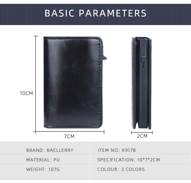 Baellerry New RFID Anti Magnetic Side Push Aluminum Box Package Oil Wax Skin Men's Card Cover_voghion.com