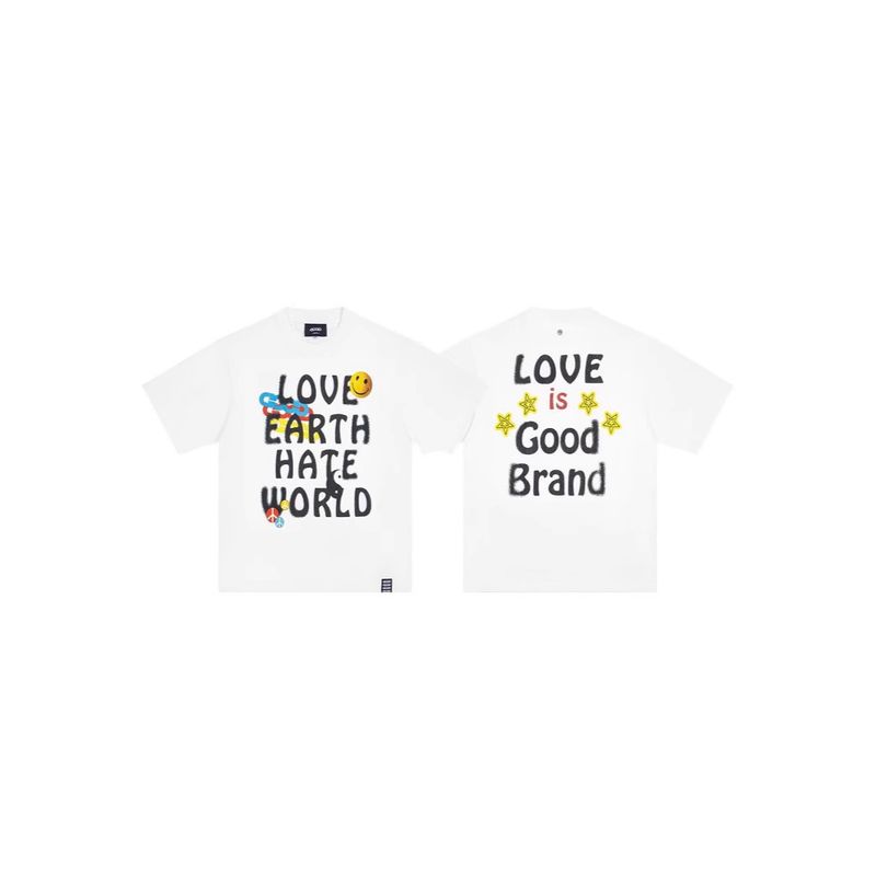 Li Mingde Old White Same GOODBRAND25ss New Smiley Face Letter Print T-shirt a maniche corte stile casual_voghion.com