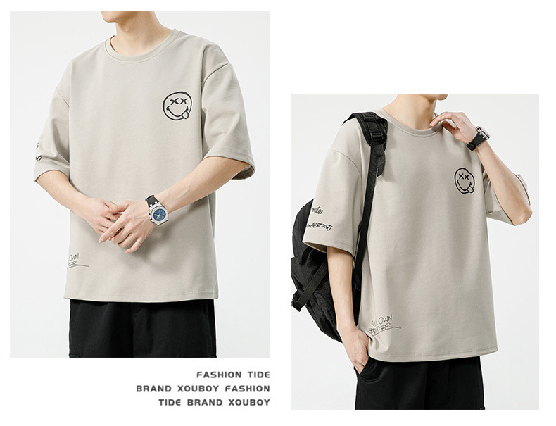 American Versatile Herren Kurzes Instagram Trendy Loose Oversized Top Sommer Paar Halbarm T-Shirt_voghion.com