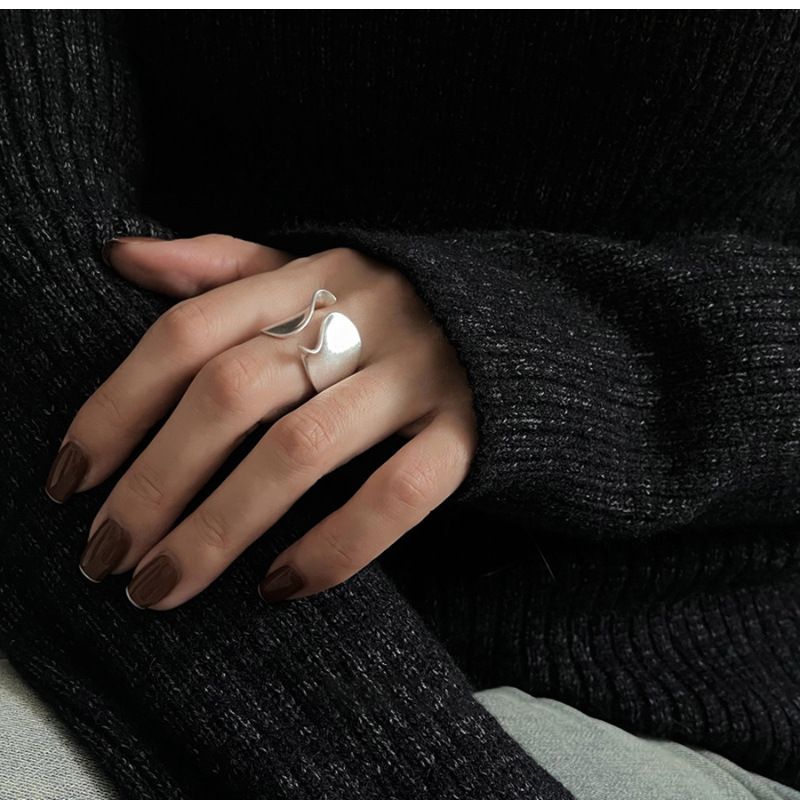 Anello coreano curvo aperto per donne, moda, design semplice, stile minimalista, nuovo modello alla moda._voghion.com