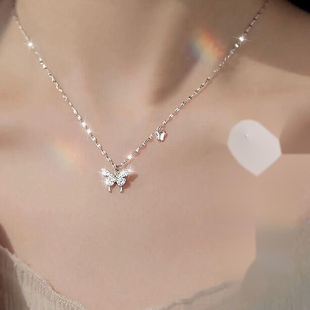 2023 New Pure Silver Butterfly Necklace For Women Collarbone Chain Niche High-End Versatile Style_voghion.com