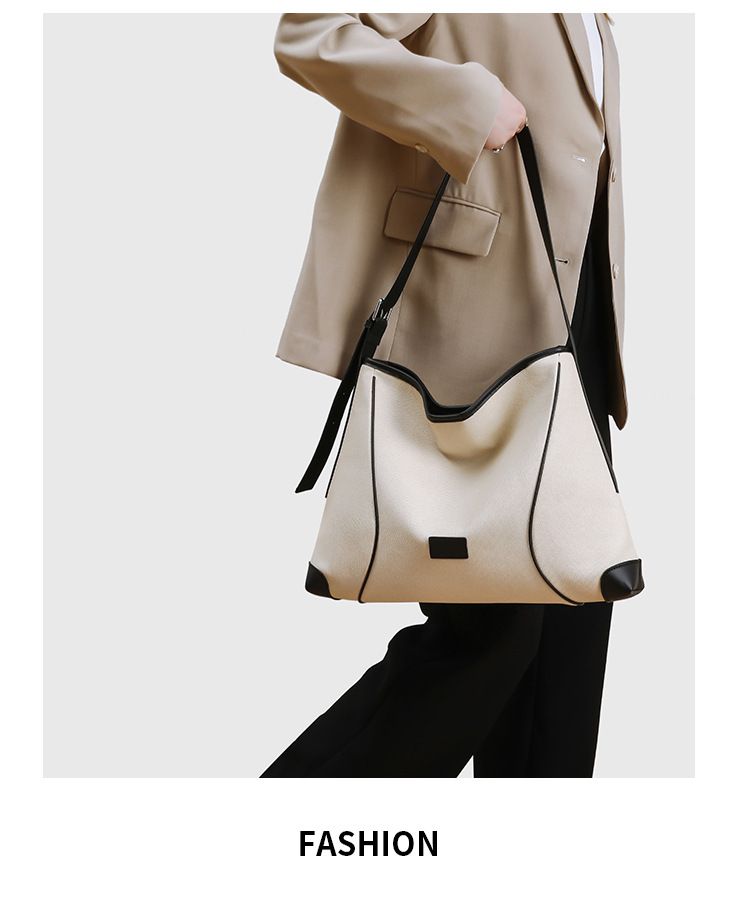 Trendy Shoulder Tote Bag For Women - Casual Canvas Crossbody Hobo Bag With Magnetic Closure, Spacious Interior & Stylish Stitching Details_voghion.com