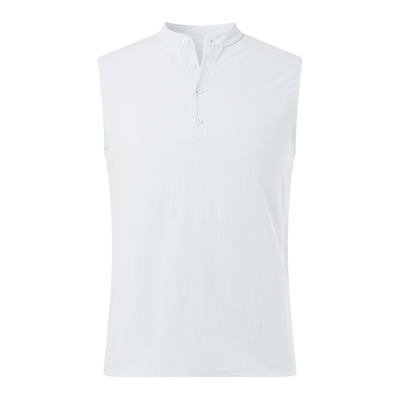 Vêtements pour hommes printemps et été, nouvelle chemise sans manches semi-ouverte pour hommes, gilet décontracté d'extérieur pour hommes_voghion.com