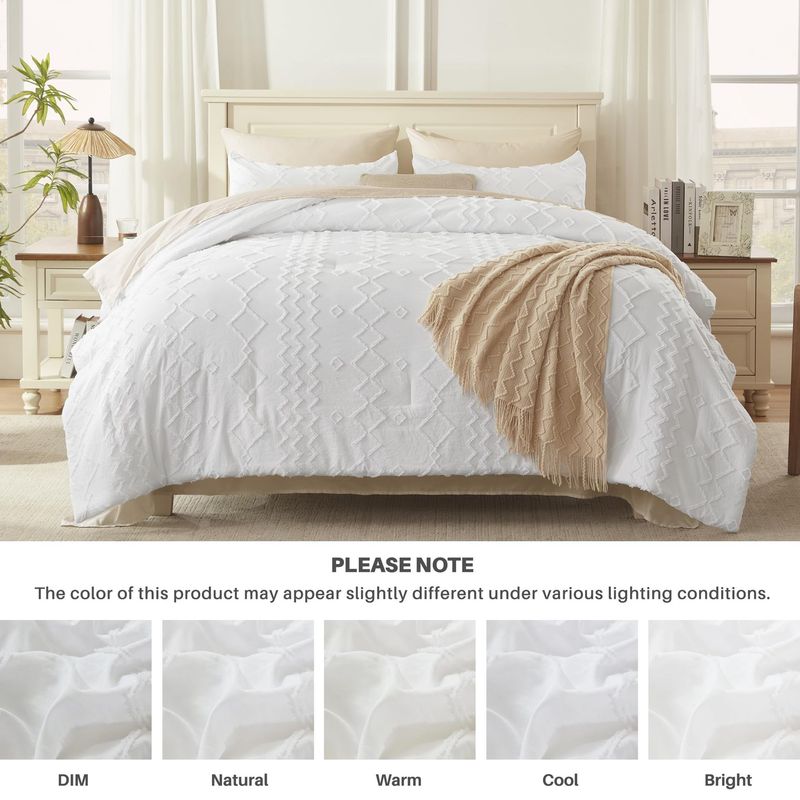 Quilt Set White Diamond Wave Tufted Cut Flower Fat Quilt Core Chemical Fiber Quilt Quilt Three Piece Set_voghion.com
