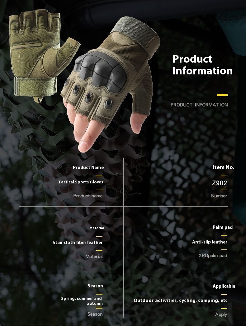 Reithalbfinger für Herren Xia Z903 Outdoor Special Forces Combat Training Motorrad Schutz Taktische Handschuhe_voghion.com