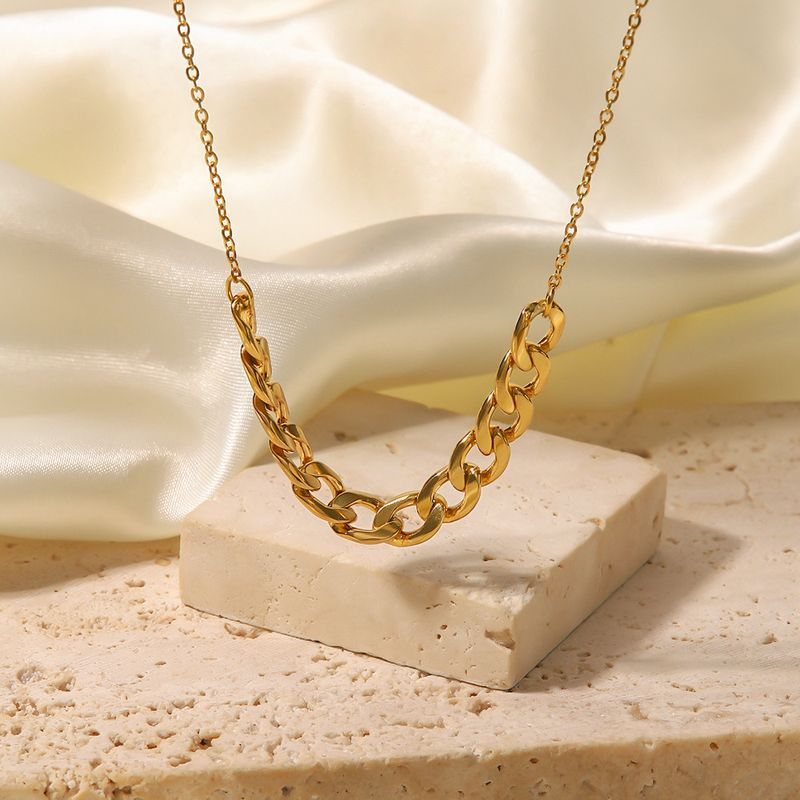 Collier en acier inoxydable incolore style automne-hiver pour femme, design hip-hop léger et unique sur Instagram_voghion.com