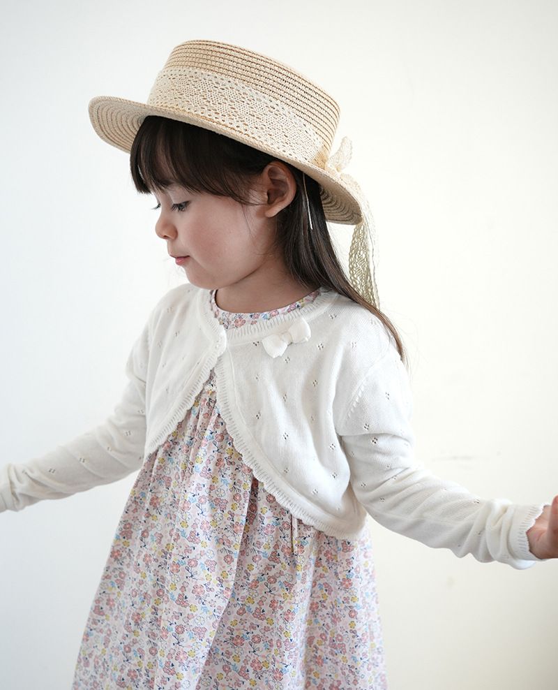 Leichte Strickjacke mit Schleife für Mädchen – 100 % Baumwolle, Sommerüberwurf (80–140 cm, 6 Farben)_voghion.com