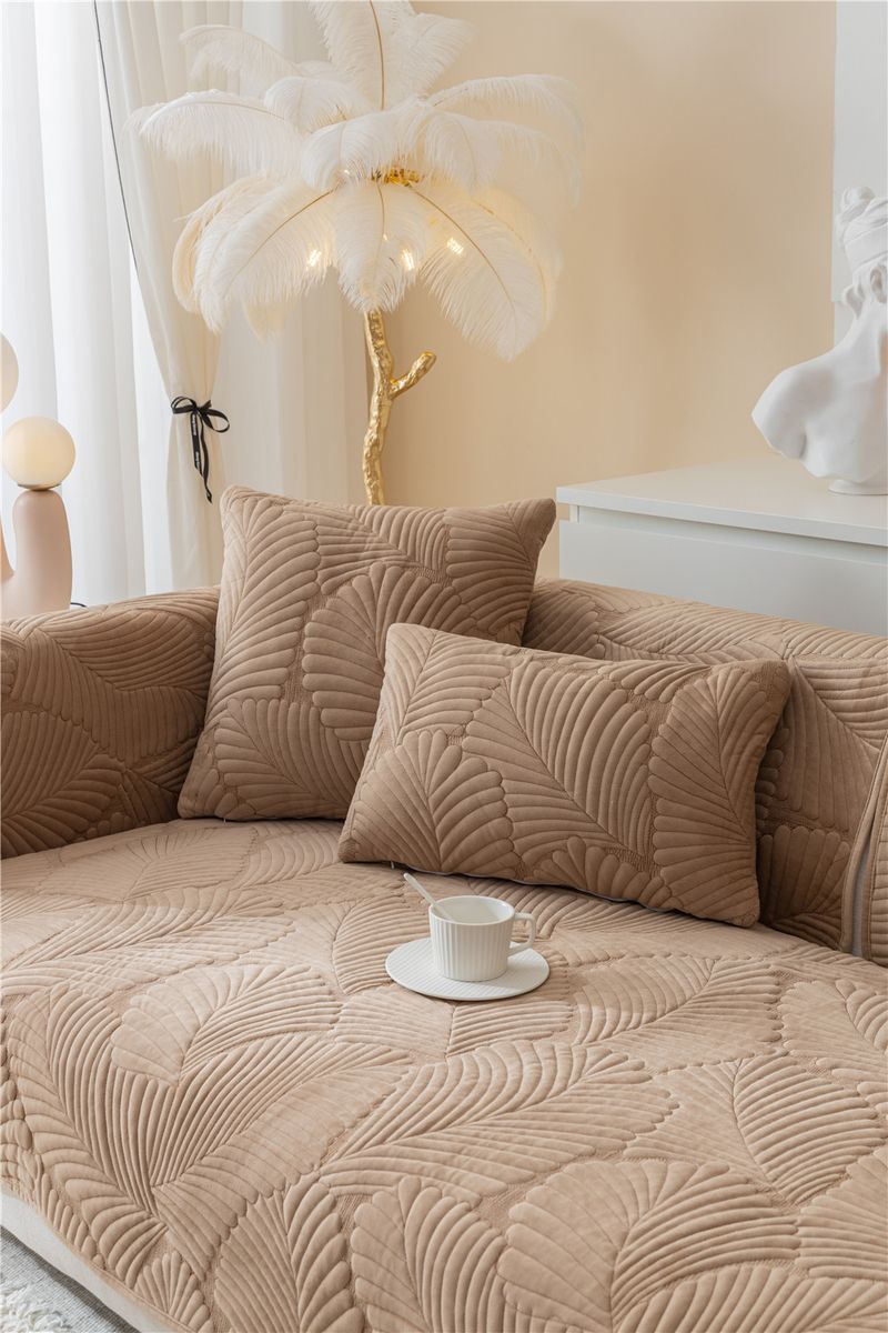 Autumn and winter style ultra soft solid color plush banana leaf sofa cushion modern simple double sofa cushion cloth factory direct sales_voghion.com