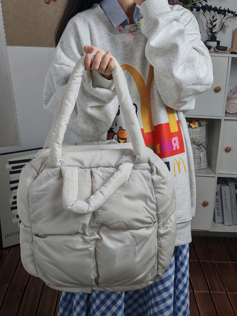 Borsa tote di alta qualità a forma di diamante, morbida in cotone, grande capacità, per donna, 2024, nuova borsa a tracolla versatile sottobraccio per autunno e inverno_voghion.com