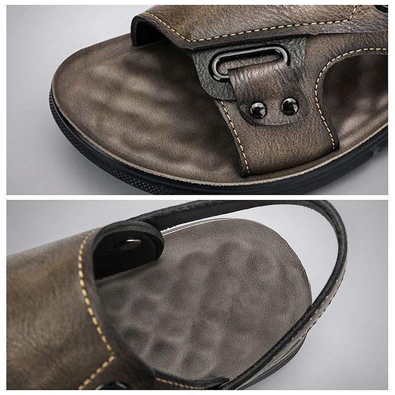 SHLIANG Ανδρικά Σανδάλια Παραλίας, Καθημερινά, Δερμάτινα, Αναπνέοντα, Ανδρικά, Υπαίθρια, Μαλακά και Άνετα, Καλοκαιρινά Παπούτσια, Μοντέρνες Παντόφλες S126A_voghion.com