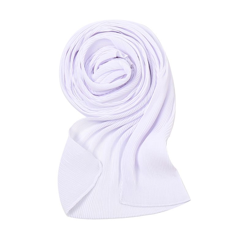 Unisex Pearl chiffon pleated solid color scarf for women hot selling solid color toothpick pressed wrinkled headscarf_voghion.com