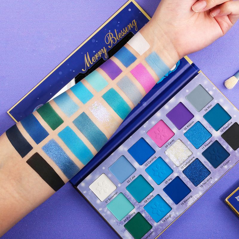 18 farbe lidschatten tablett Weihnachten Rot grün serie schnee Blau perle matt gold zwiebel make-up_voghion.com