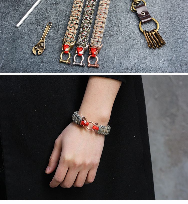 Nuovo braccialetto personalizzato e creativo di Qinuo, accessori in rame, elmetto da soldato, corda con anima per ombrello, braccialetto da uomo_voghion.com