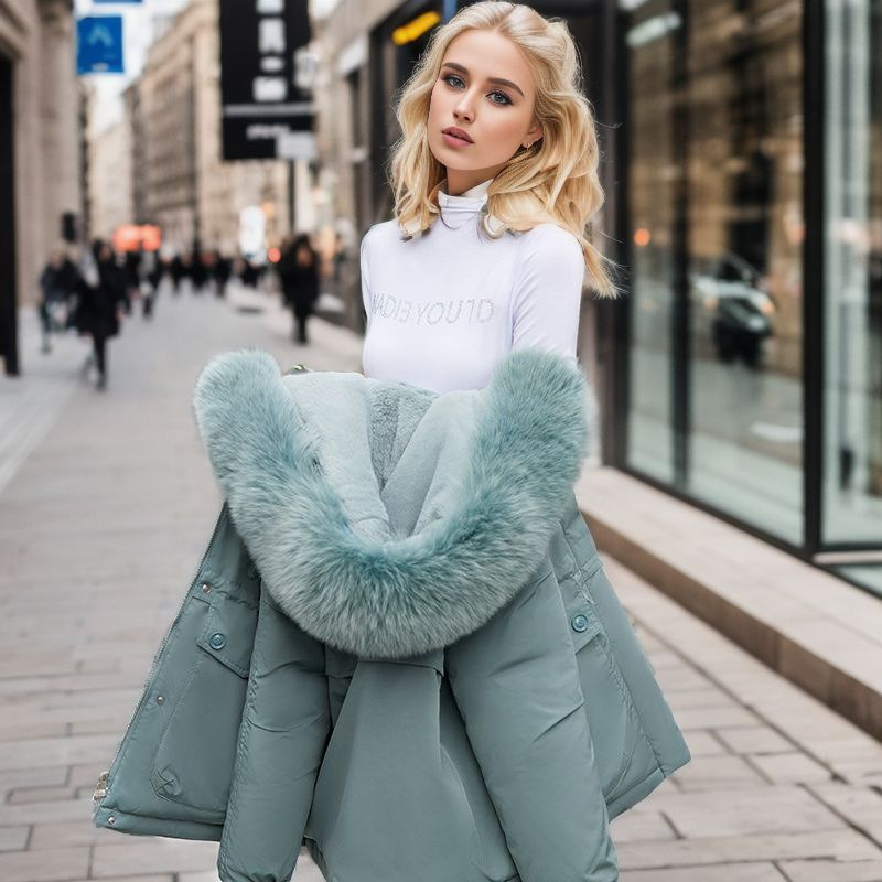 Women's short plush inner pie to overcome waist slim-fit warm cotton-padded jacket_voghion.com