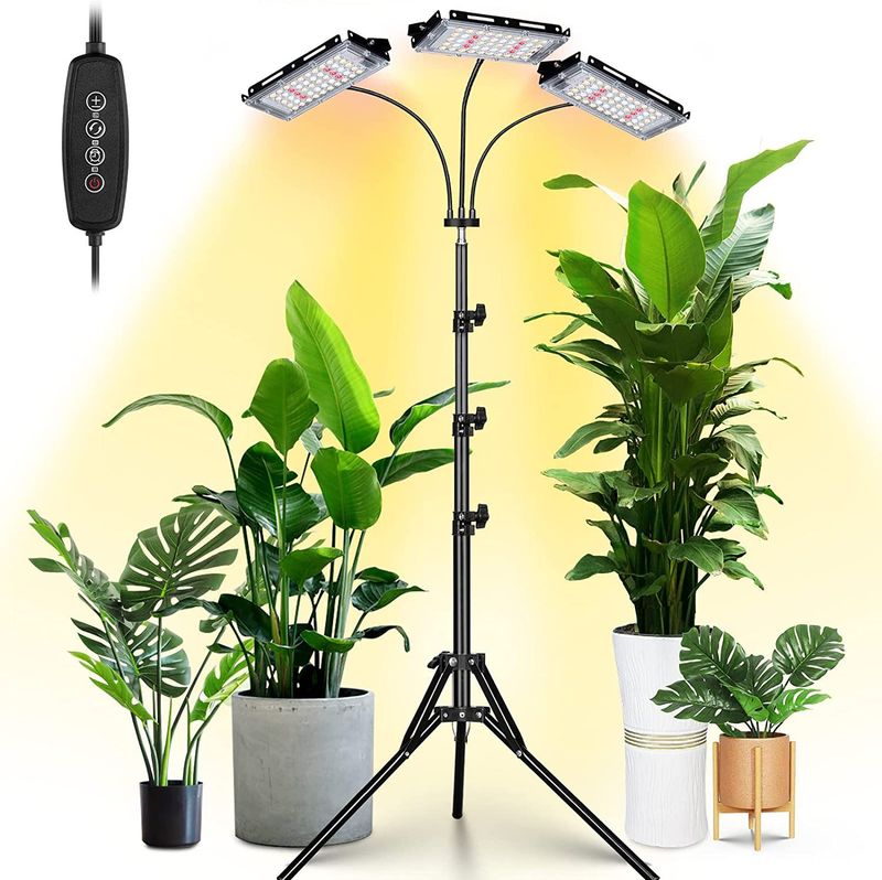 Lampada di riempimento per la crescita delle piante a LED, a spettro completo, con supporto da pavimento, da tavolo, per piante verdi da interno, succulente, a luce solare_voghion.com