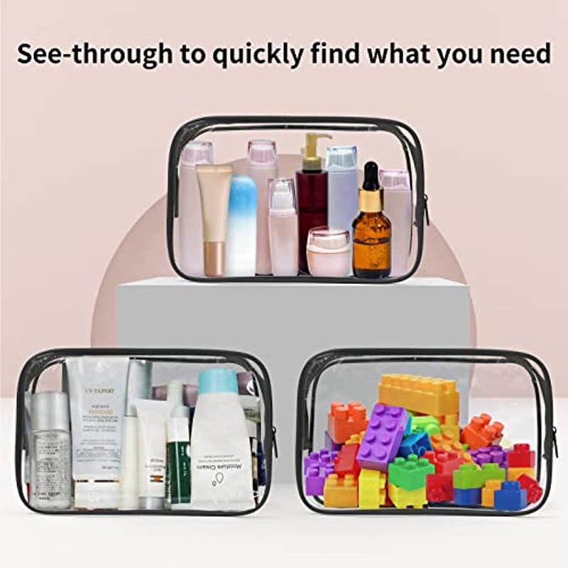 2 Pcs Portable Clear Makeup Bags With Zippers_voghion.com