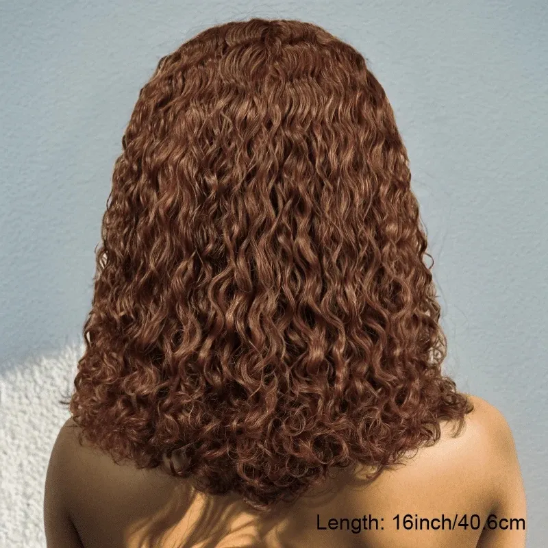 Peluca corta de color castaño oscuro con corte bob, cabello humano de 13 x 4 pulgadas, pelucas frontales con encaje, pelucas cortas de ondas profundas marrones, peluca bob n.° 4, cabello humano 180 % para mujer_voghion.com