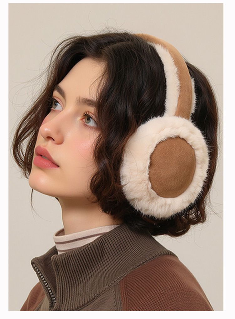 Herbst/Winter Wildleder Plüsch-Ohrenwärmer für Damen, koreanische Version, fleecegefüttert, dick gefüttert, warm, ideal zum Radfahren: Kälteschutz für die Ohren_voghion.com
