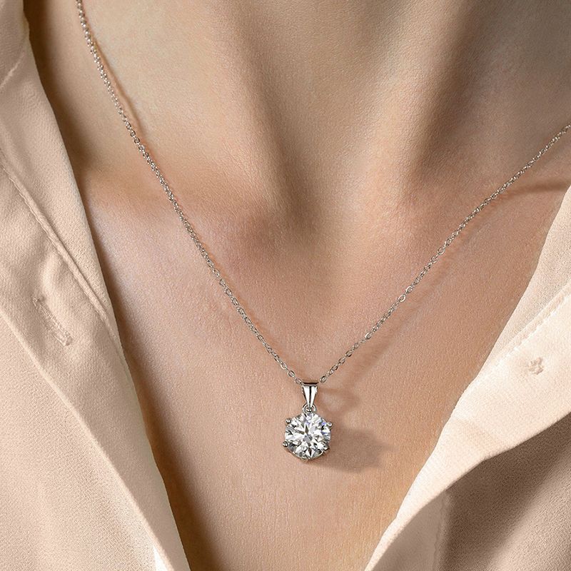 Collana con Moissanite Certificata GRA di Moda, Colore D, Diamante da Laboratorio, Vero Argento Sterling, Ciondolo a Sei Punte, Gioielleria Pregiata per Donna_voghion.com