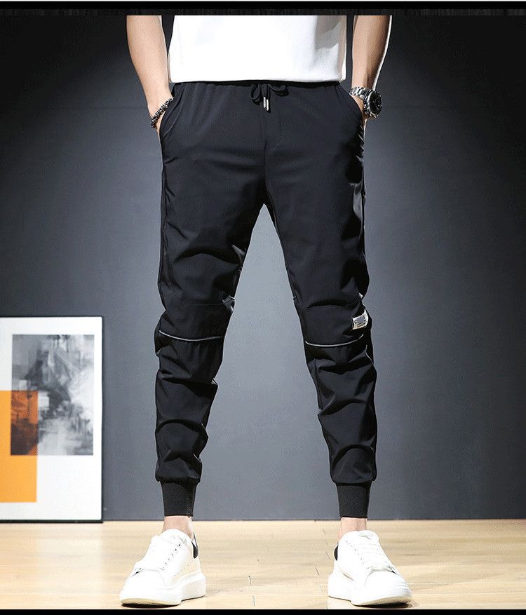 Sommerliche und trendige Freizeitleggings für Herren, elastische Taille, vielseitige, trendige Slim-Fit-Sporthose mit kleinem Bein_voghion.com