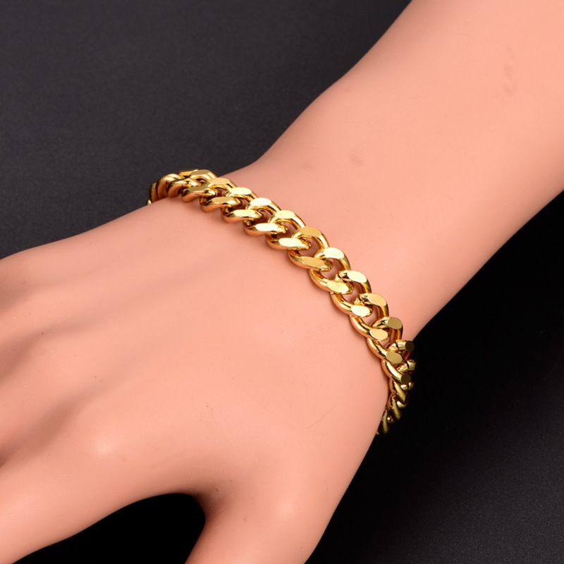 Cuban Chain Gold-Plated Fashion Jewelry Figaro Bracelet For Men_voghion.com