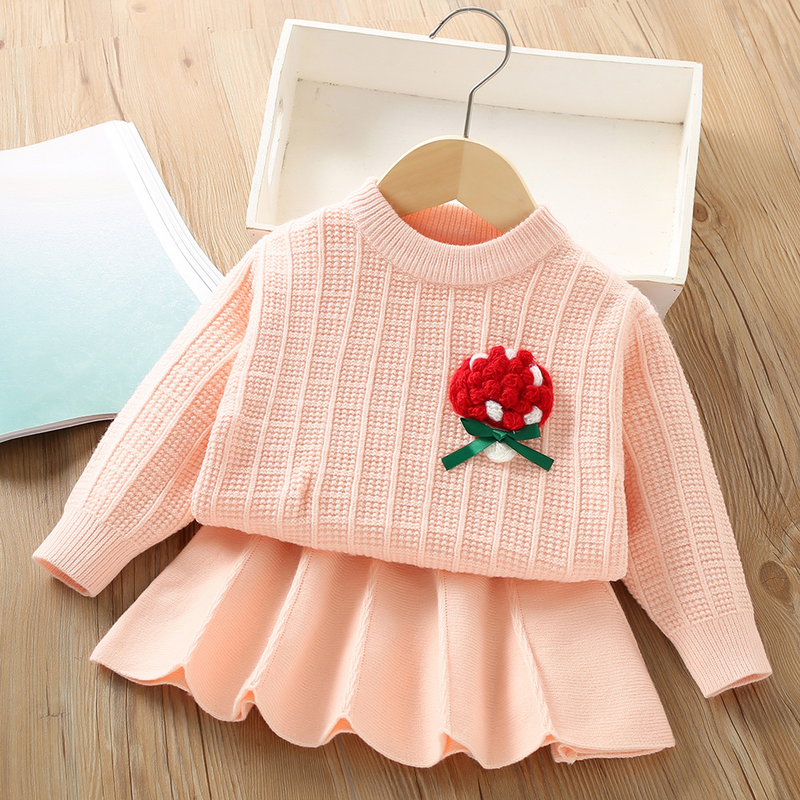 Mädchen Pullover 2023 Herbst/Winter Neue Modische Mädchen Baby Candy Wolle Pullover kinder Zwei Stück Set_voghion.com