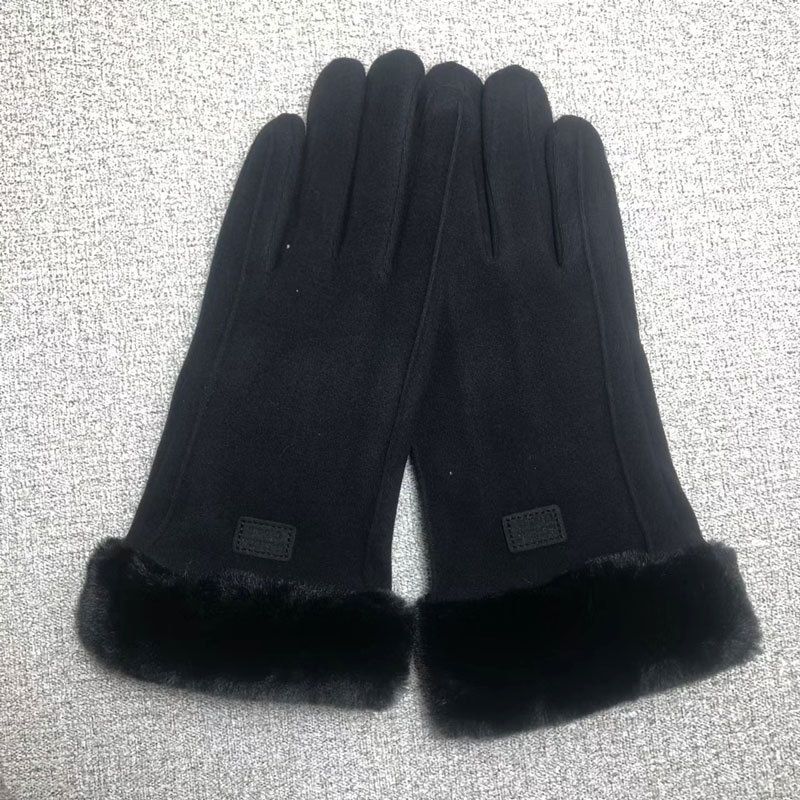 Guanti da equitazione caldi in pelle scamosciata da donna, autunno inverno, foderati in pile, neri, rosa, grigi, cammello, touchscreen_voghion.com